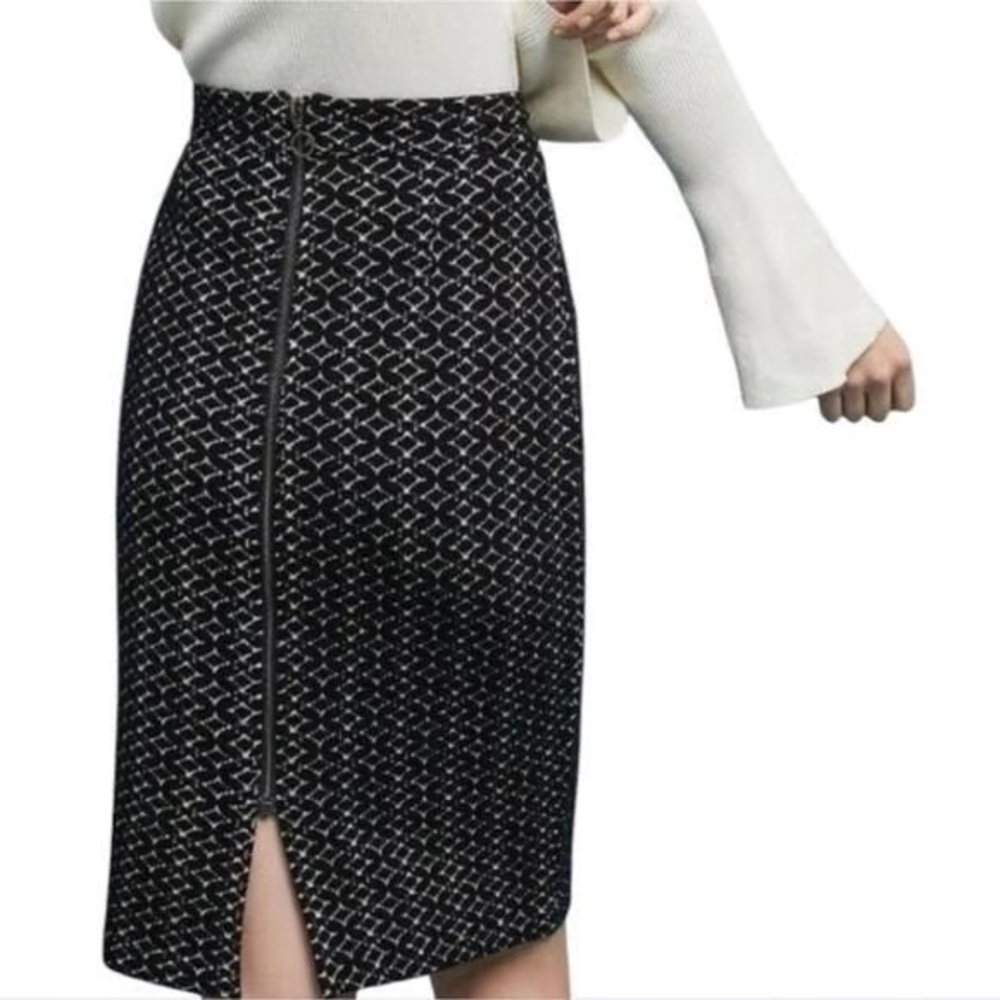 Maeve Knit Midi Skirt Sz small Black Stretch French Classic Fall Anthropologie
